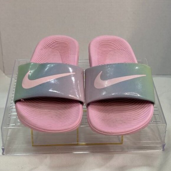 Nike Benassi JDI Youth Slides Pink / Gray Iridescent Size 11C - Picture 6 of 7